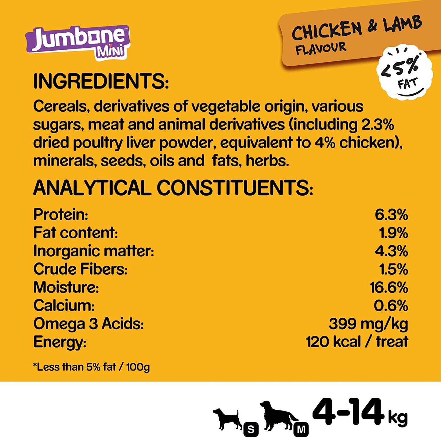 Pedigree Jumbone Mini Adult Dog Treat - Chicken & Lamb 160 g - 4 Treats - Heads Up For Tails