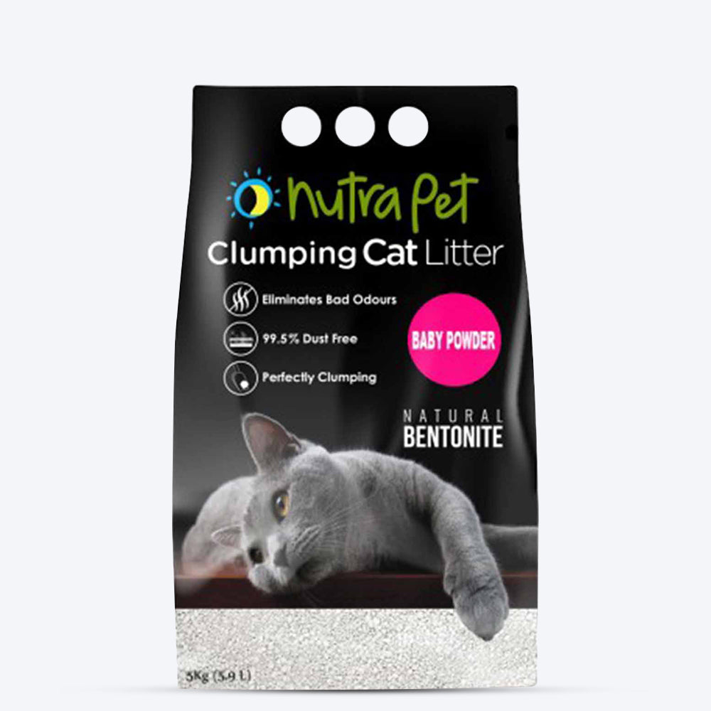 Nutrapet Baby Powder White Compact Clumping Cat Litter - 5 kg - Heads Up For Tails