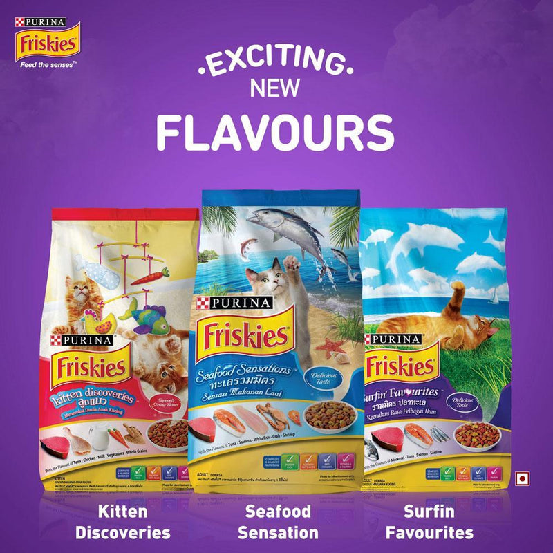 Purina Friskies Surfin Favourites Adult Cat Food Mackerel Tuna Salmon and Sardine