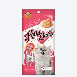 Rena's Recipe Kitty Licks Tuna With Salmon Kitten Treat - 15g X 4 - Heads Up For Tails