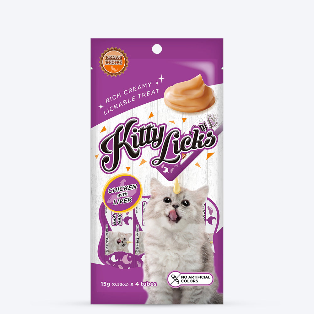 Rena's Recipe Kitty Licks Chicken With Liver Kitten Treat - 15g X 4 - Heads Up For Tails