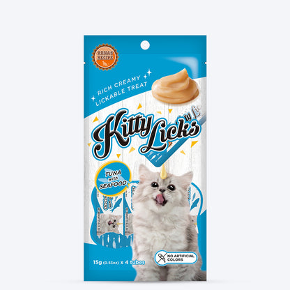 Rena's Recipe Kitty Licks Tuna With Seafood Kitten Treat - 15 g X 8 - Heads Up For Tails