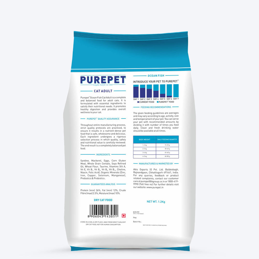 Purepet Ocean Fish Food For Adult Cats - Heads Up For Tails