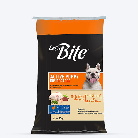 Let's Bite Active Puppy Dry Food 10kg (+ 2kg Extra Free Inside) - Heads Up For Tails