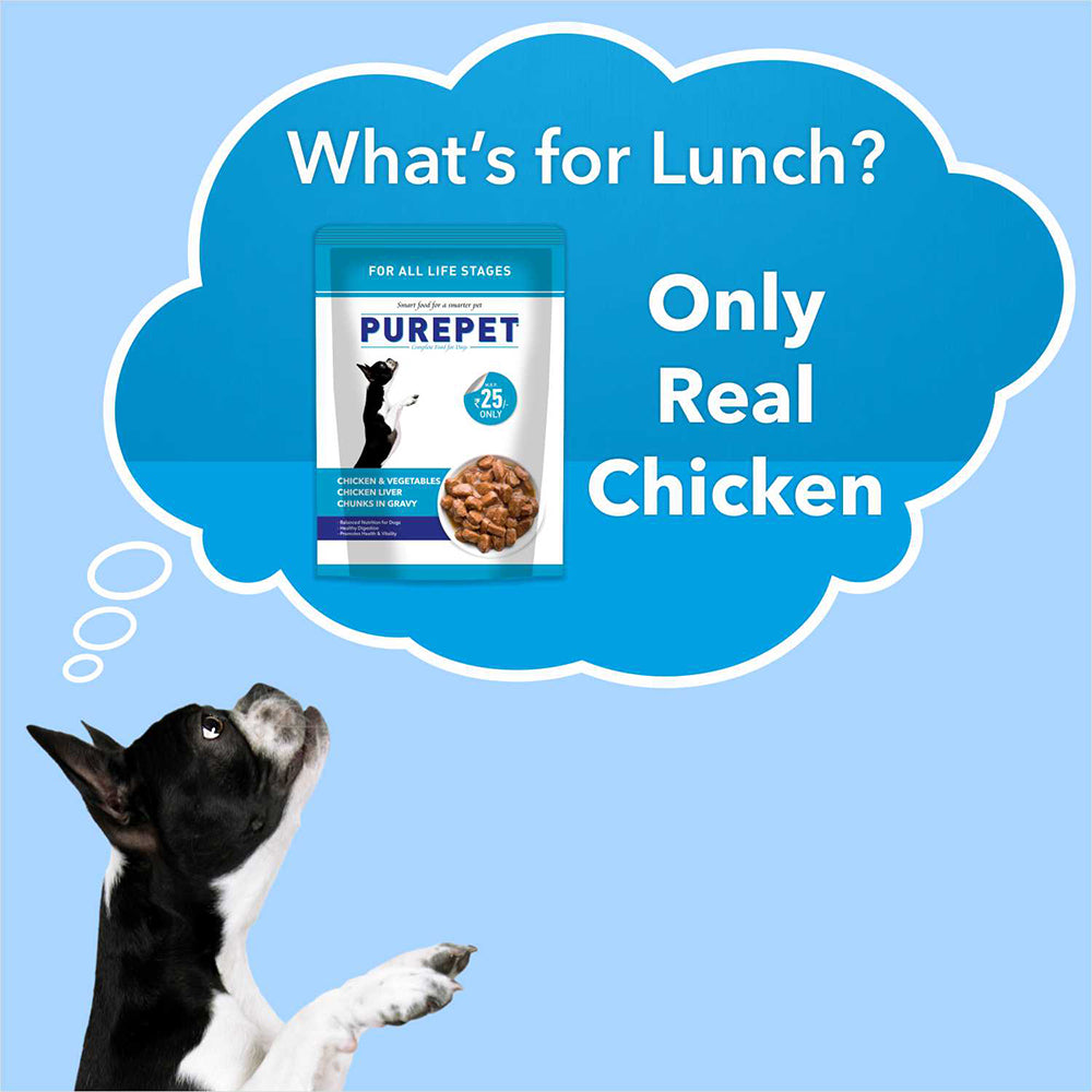 Purepet Chicken and Vegetable Chunks in Gravy Food For Dogs  - 70 g - Heads Up For Tails