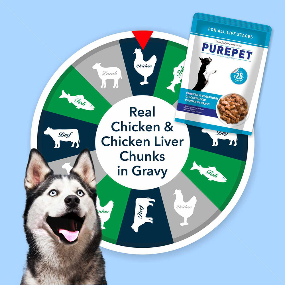 Purepet Chicken and Vegetable Chunks in Gravy Food For Dogs  - 70 g - Heads Up For Tails