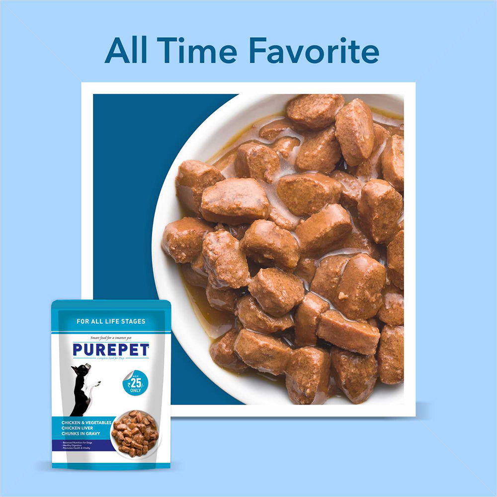 Purepet Chicken and Vegetable Chunks in Gravy Food For Dogs  - 70 g - Heads Up For Tails