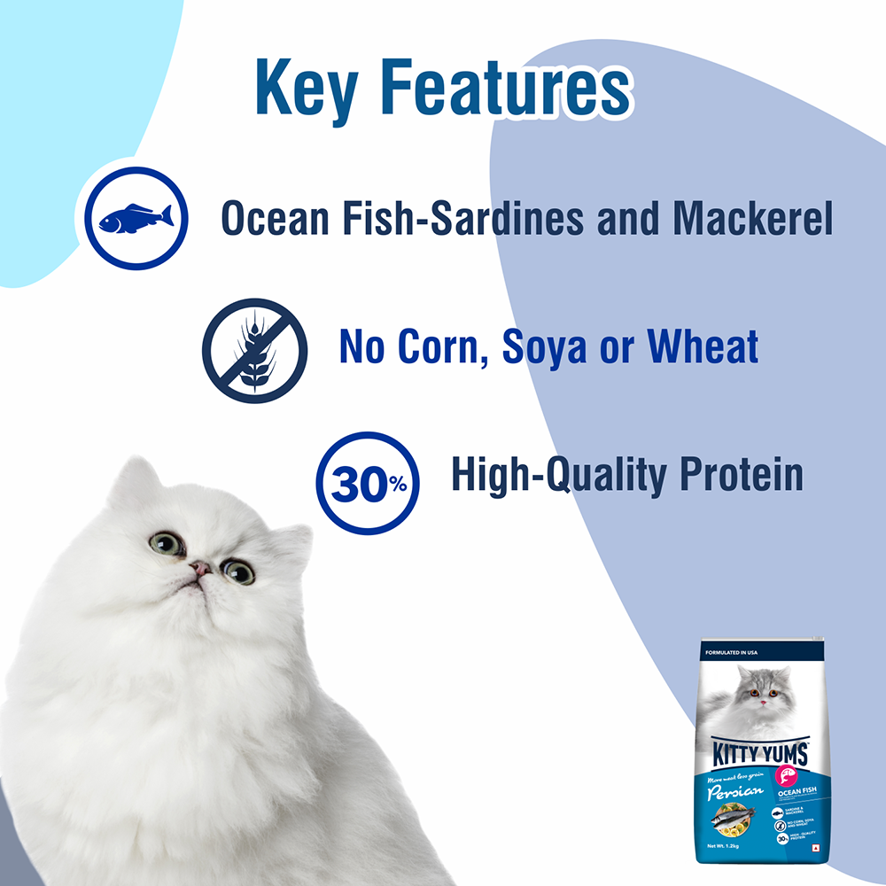 Kitty Yums Ocean Fish Persian Cat Dry Food - 1.2 kg - Heads Up For Tails