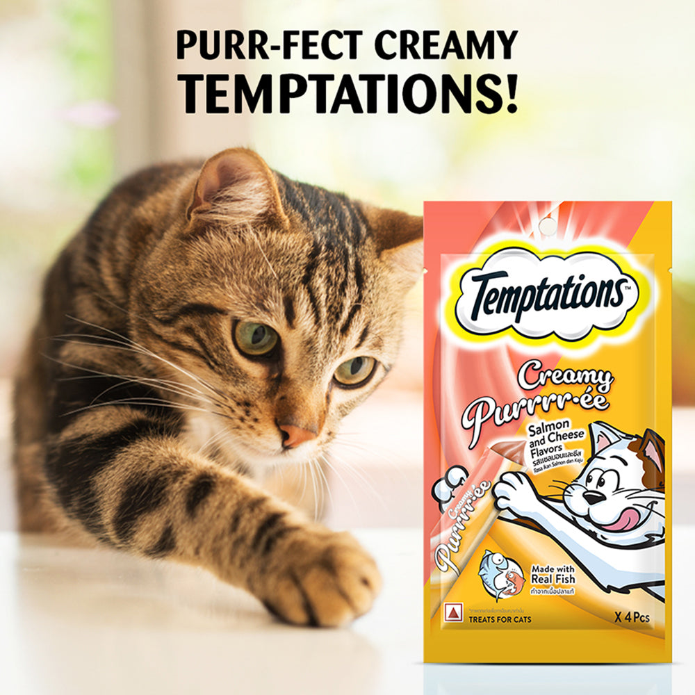 Temptations Creamy Purrrr ee Salmon Cheese Flavour For Cats