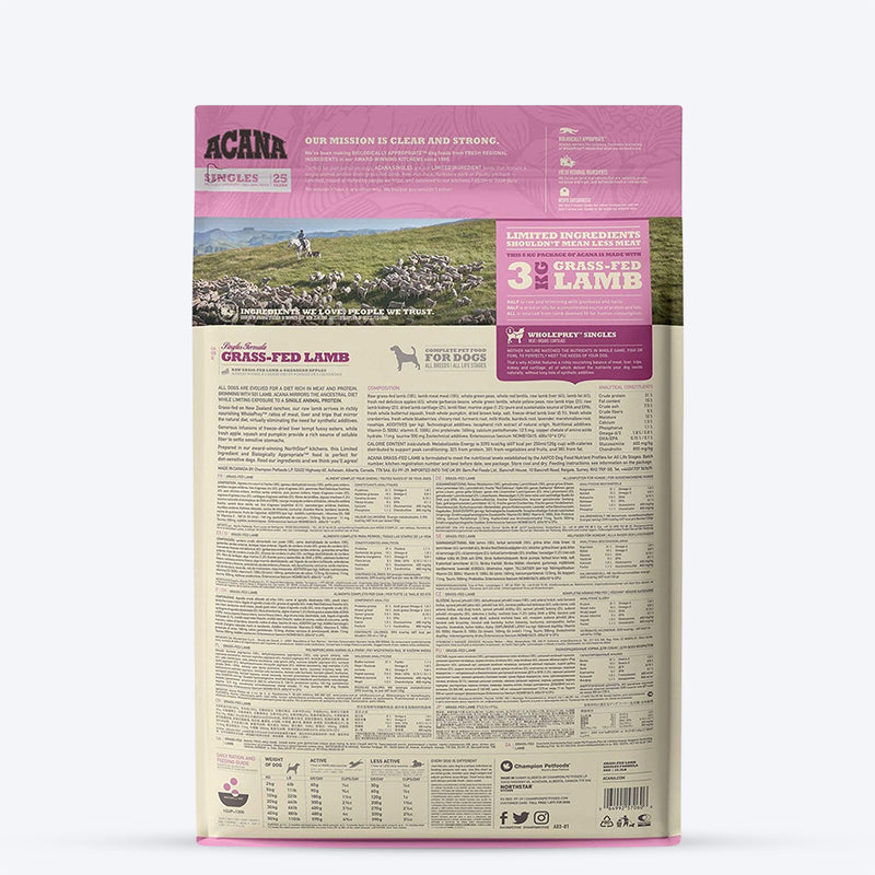 Acana Grass-Fed Lamb Dry Dog Food - All Breeds & Ages - Heads Up For Tails