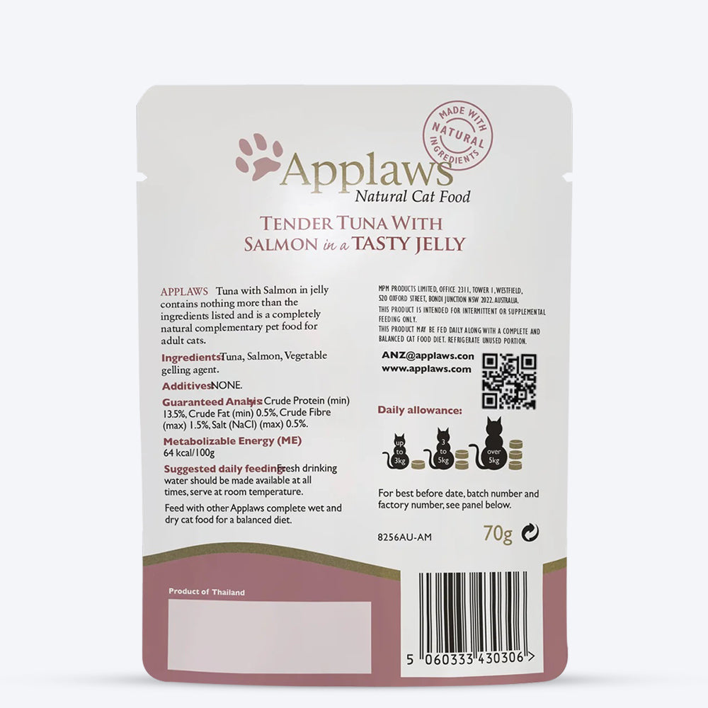 Applaws Cat Wet Food Natural Tender Tuna with Salmon in Jelly