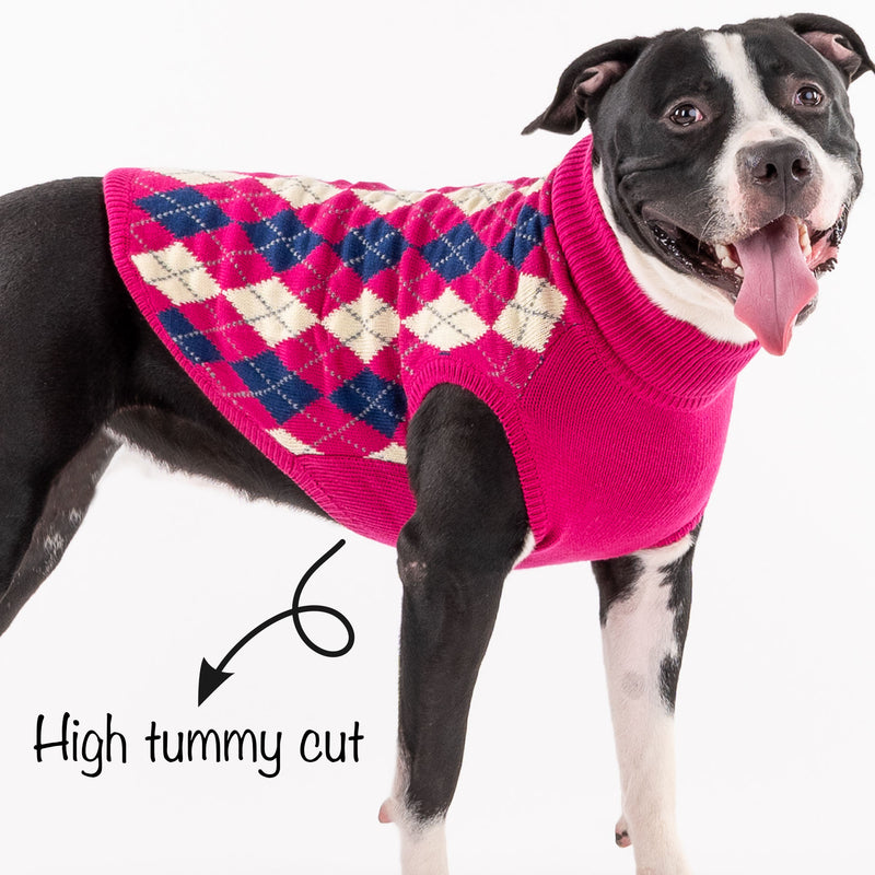 HUFT Argyle Pet Sweater - Pink/Cream - Heads Up For Tails