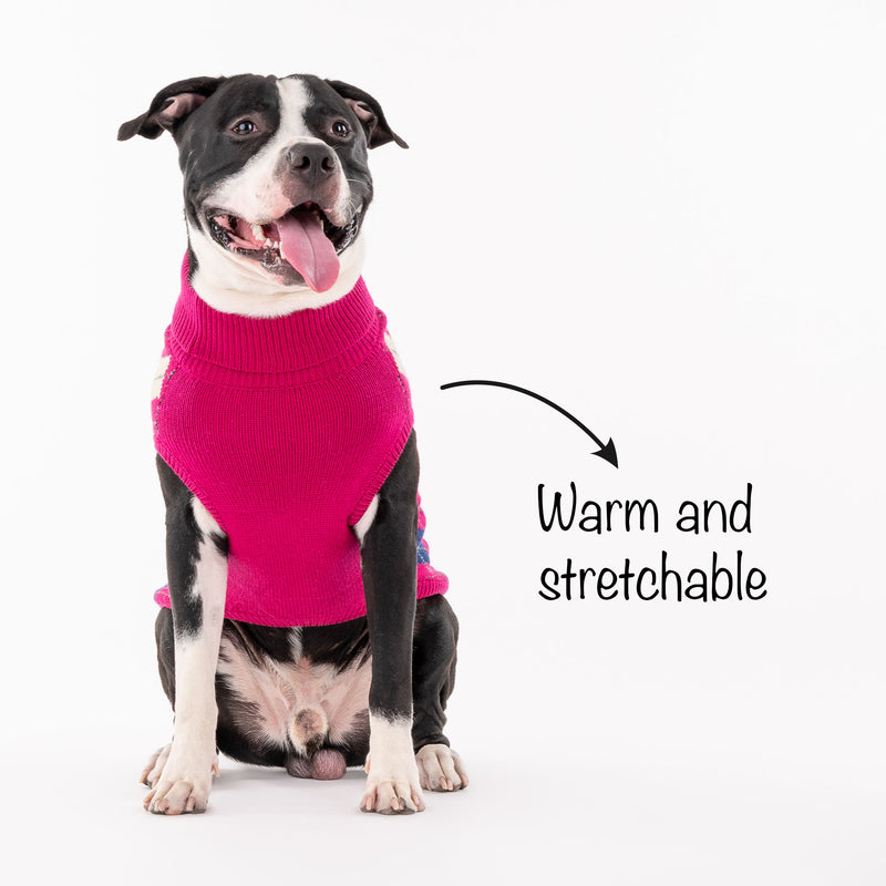HUFT Argyle Pet Sweater - Pink/Cream - Heads Up For Tails