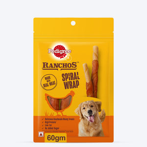 Pedigree Ranchos Spiral Wrap Chicken And Smoky Lamb Dog Treat - 60 gm - Heads Up For Tails