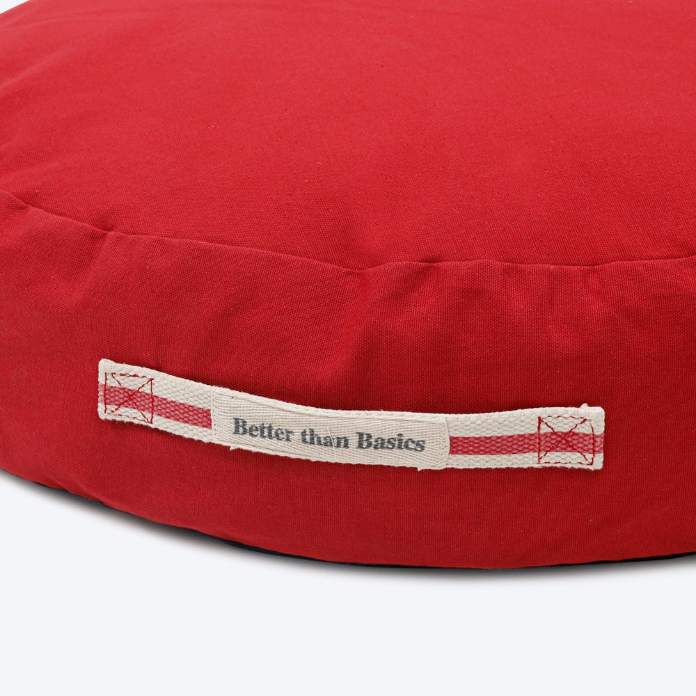 Better Than Basics Round Mattress for Dogs - Red - Heads Up For Tails