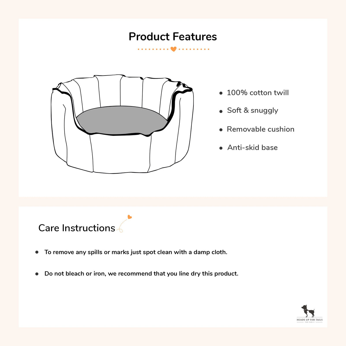 HUFT Personalised Cosy Puppy/Cat Bed - Grey3