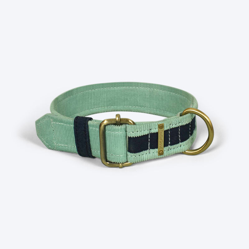IndieGood Matching Corduroy Dog Collar & Bracelet Set For Humans - Blue - Heads Up For Tails