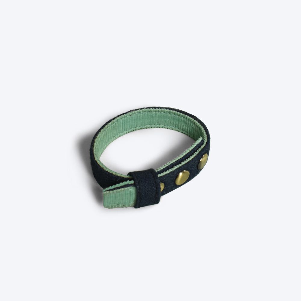 IndieGood Matching Corduroy Dog Collar & Bracelet Set For Humans - Blue - Heads Up For Tails