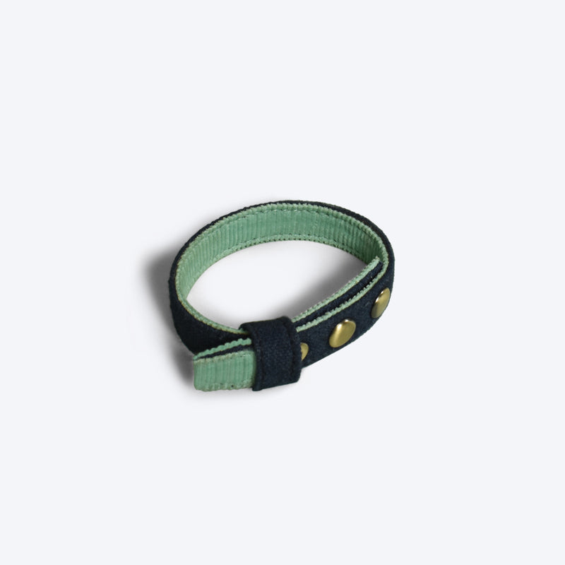 IndieGood Matching Corduroy Dog Collar & Bracelet Set For Humans - Blue - Heads Up For Tails