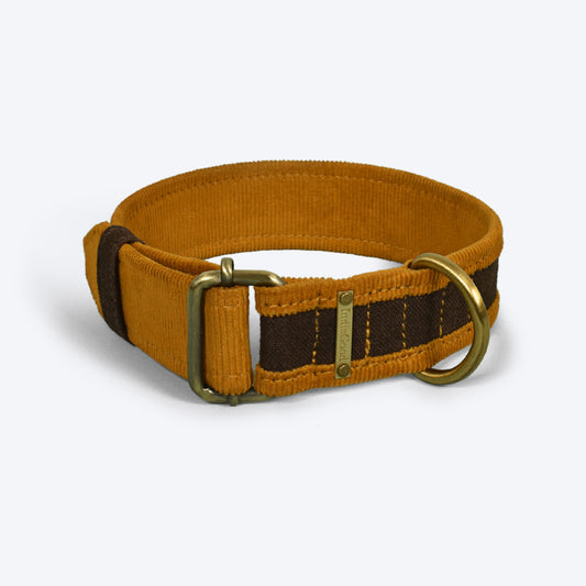 IndieGood Matching Corduroy Dog Collar & Bracelet Set For Humans - Brown - Heads Up For Tails