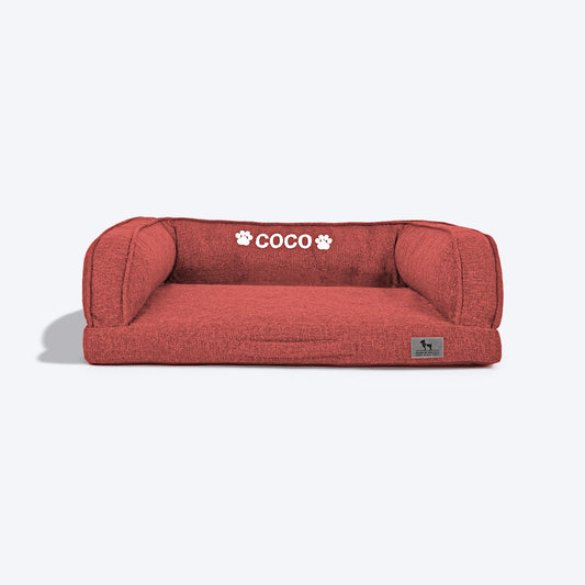 HUFT Personalised Dog Sofa Bed - Brick Red - Heads Up For Tails