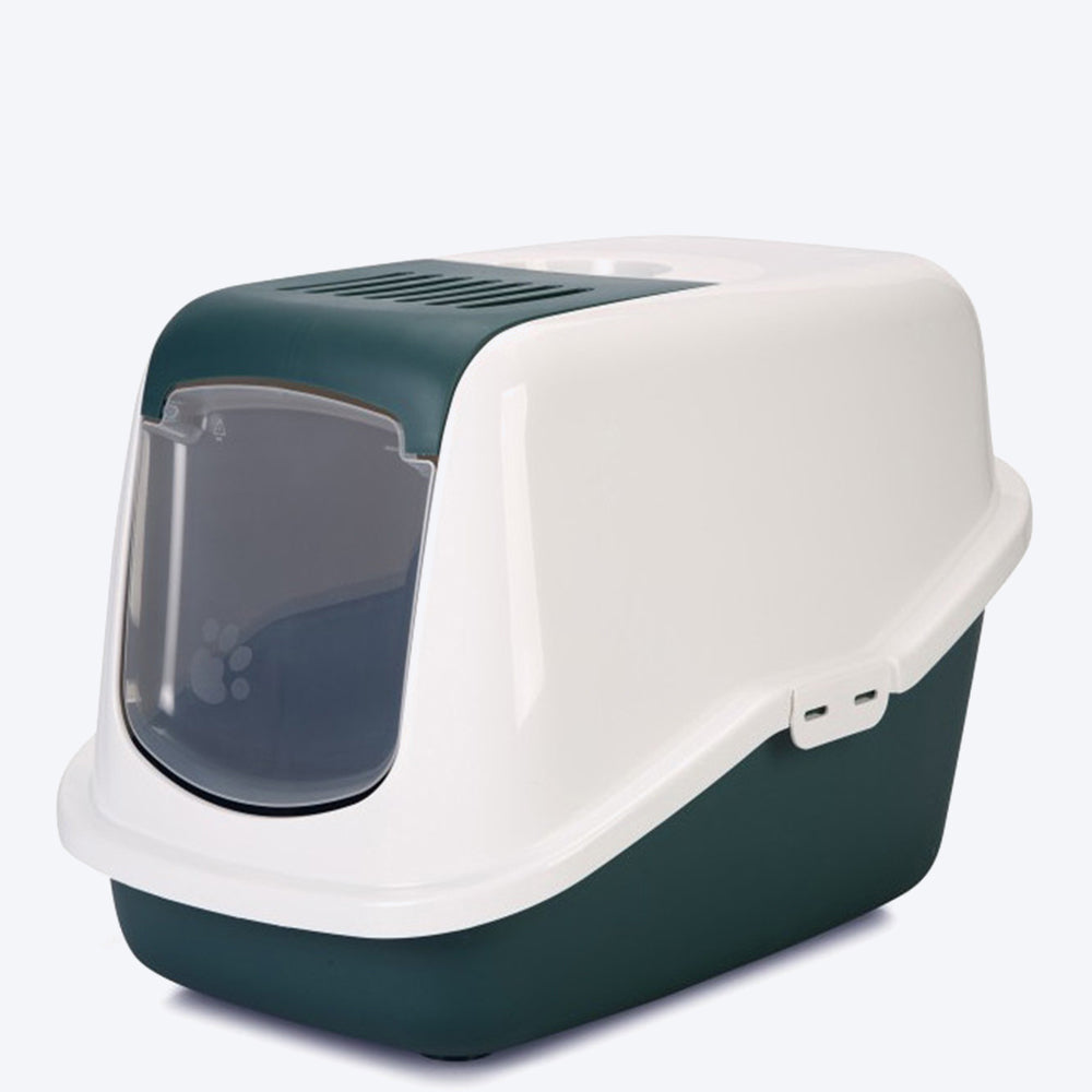 Savic Nestor Cat Toilet Home - Nordic Green - 22 x 15.4 x 15.2 Inch