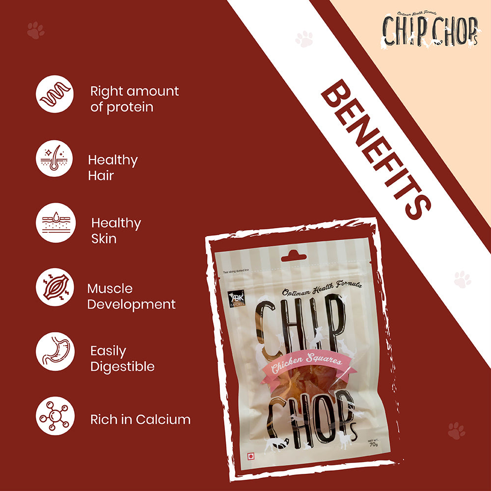 Chip Chops Dog Treats - Chicken Square - 70 g-2