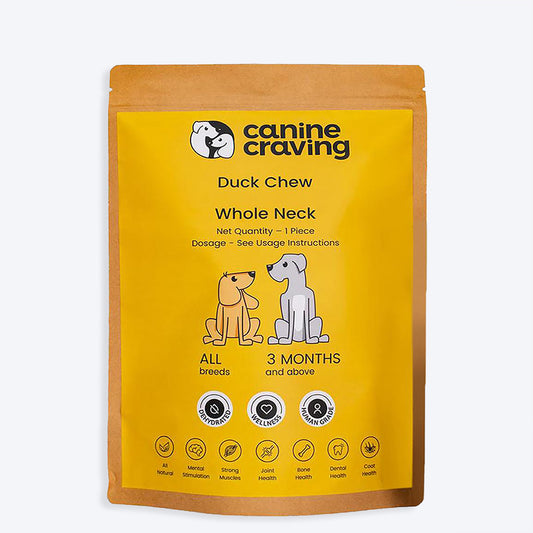 Canine Craving Duck Chew - Whole Neck Dog Chew Treat - 1 Pcs - 80 g - Heads Up For Tails
