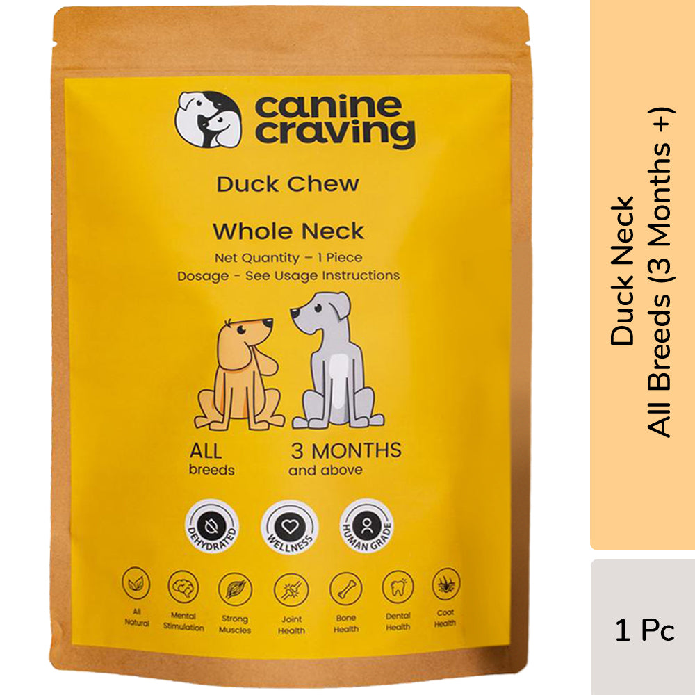 Canine Craving Duck Chew - Whole Neck Dog Chew Treat - 1 Pcs - Heads Up For Tails