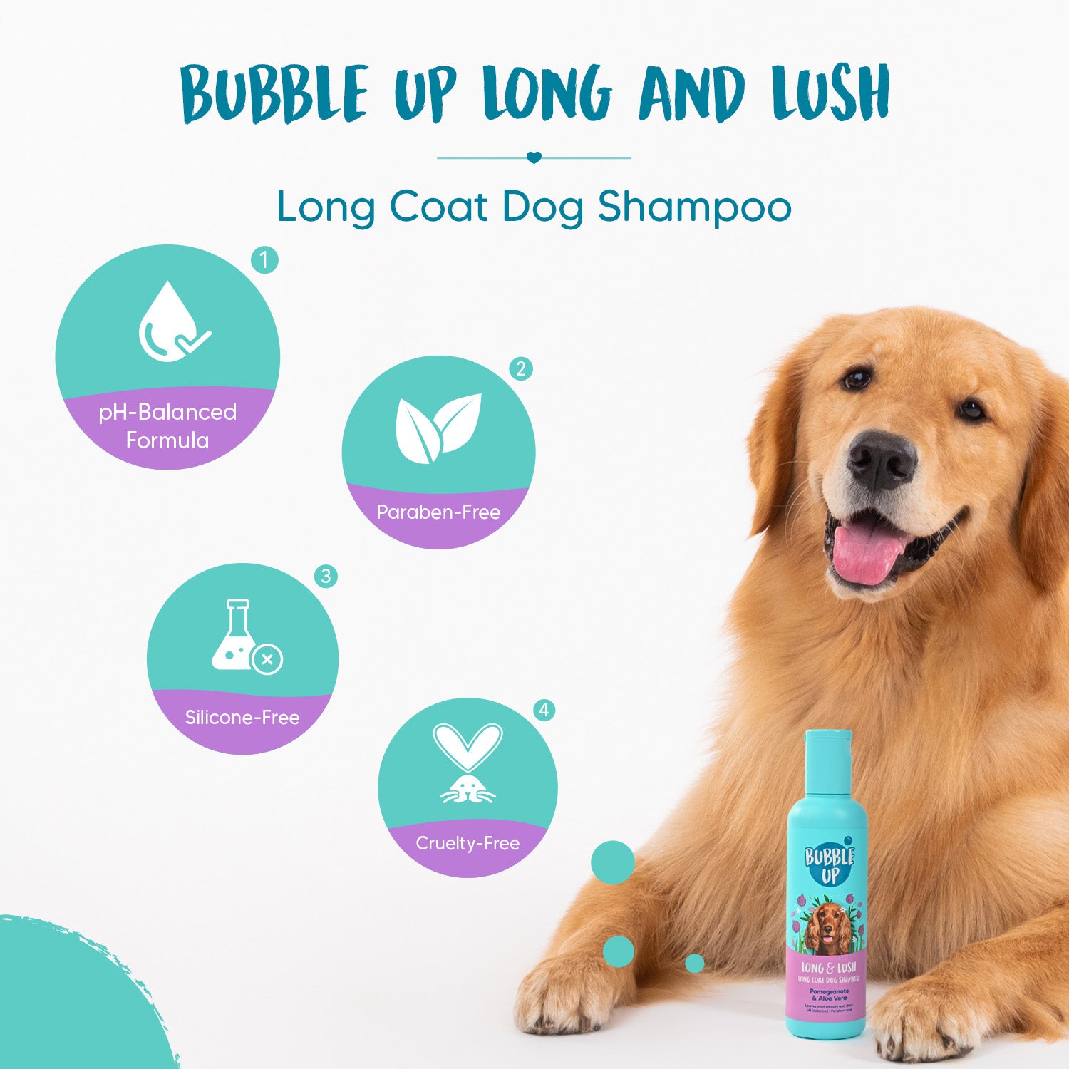 Bubble Up - Long & Lush Long Coat Dog Shampoo - Heads Up For Tails