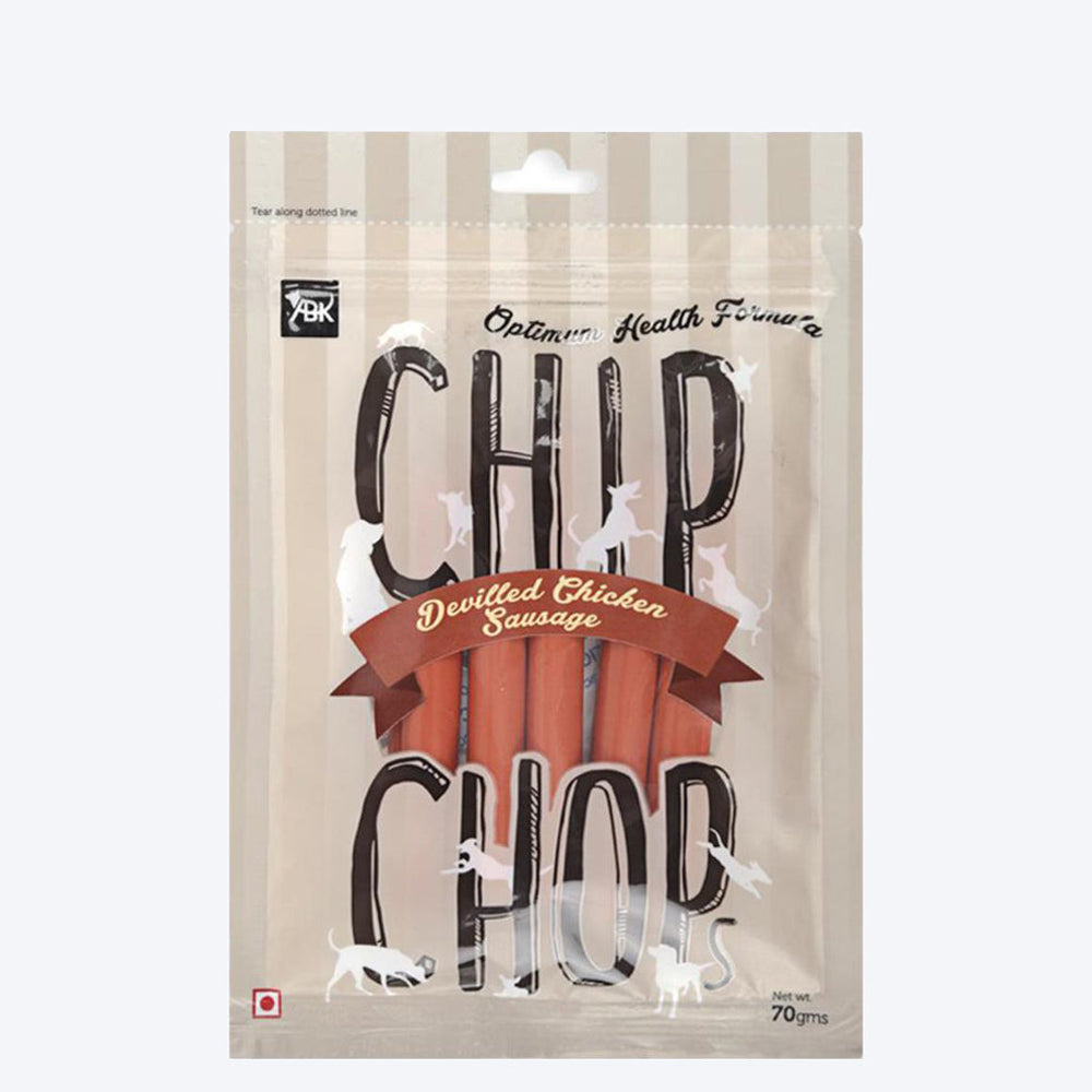 Chip Chops Dog Treats - Devilled Chicken Sausage - 70 g - Heads Up For Tails