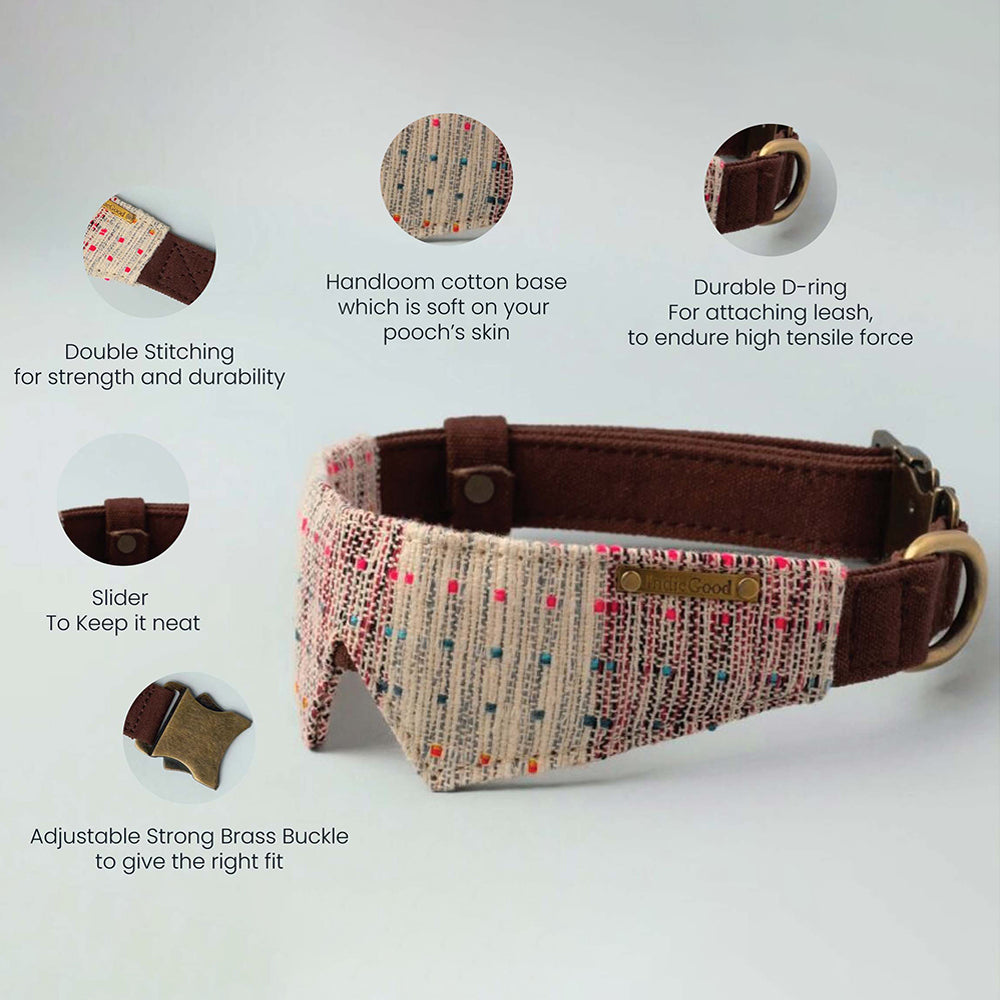 IndieGood Handloom Cotton Dog Collar - Collar Coco - Heads Up For Tails