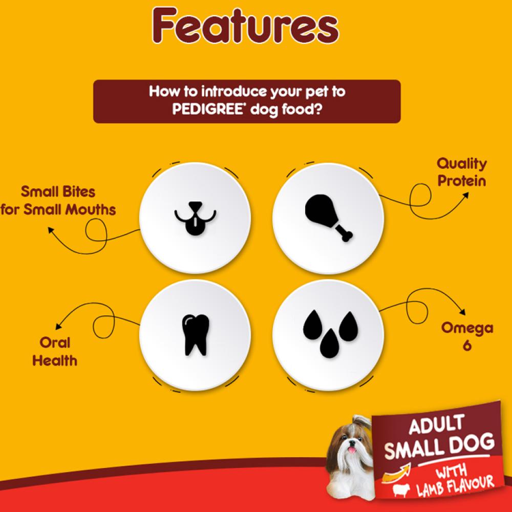 Pedigree Adult Small Dog Dry Food - Lamb & Vegetable - Heads Up For Tails
