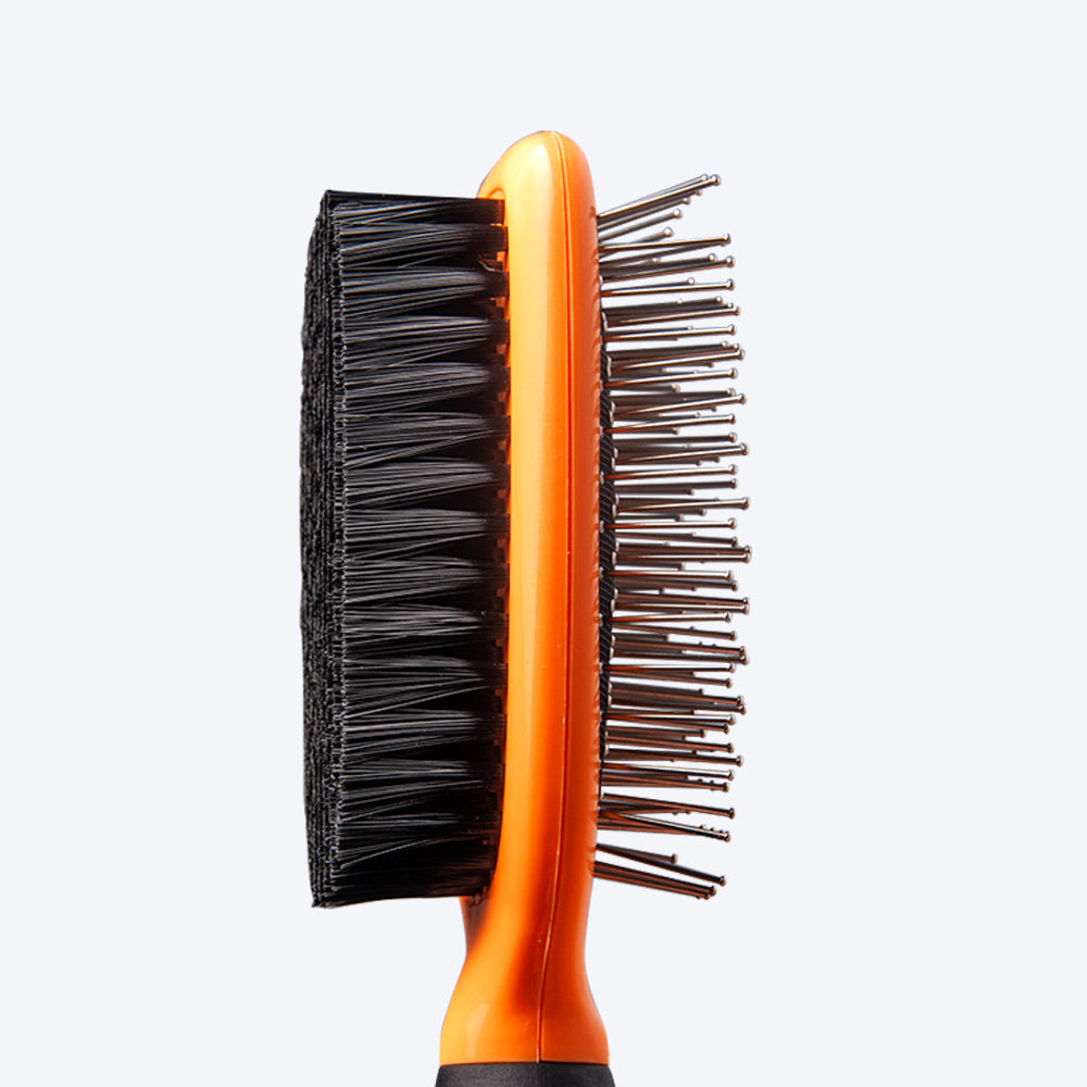 HUFT Double Sided Brush for Dogs & Cats - Orange - Heads Up For Tails