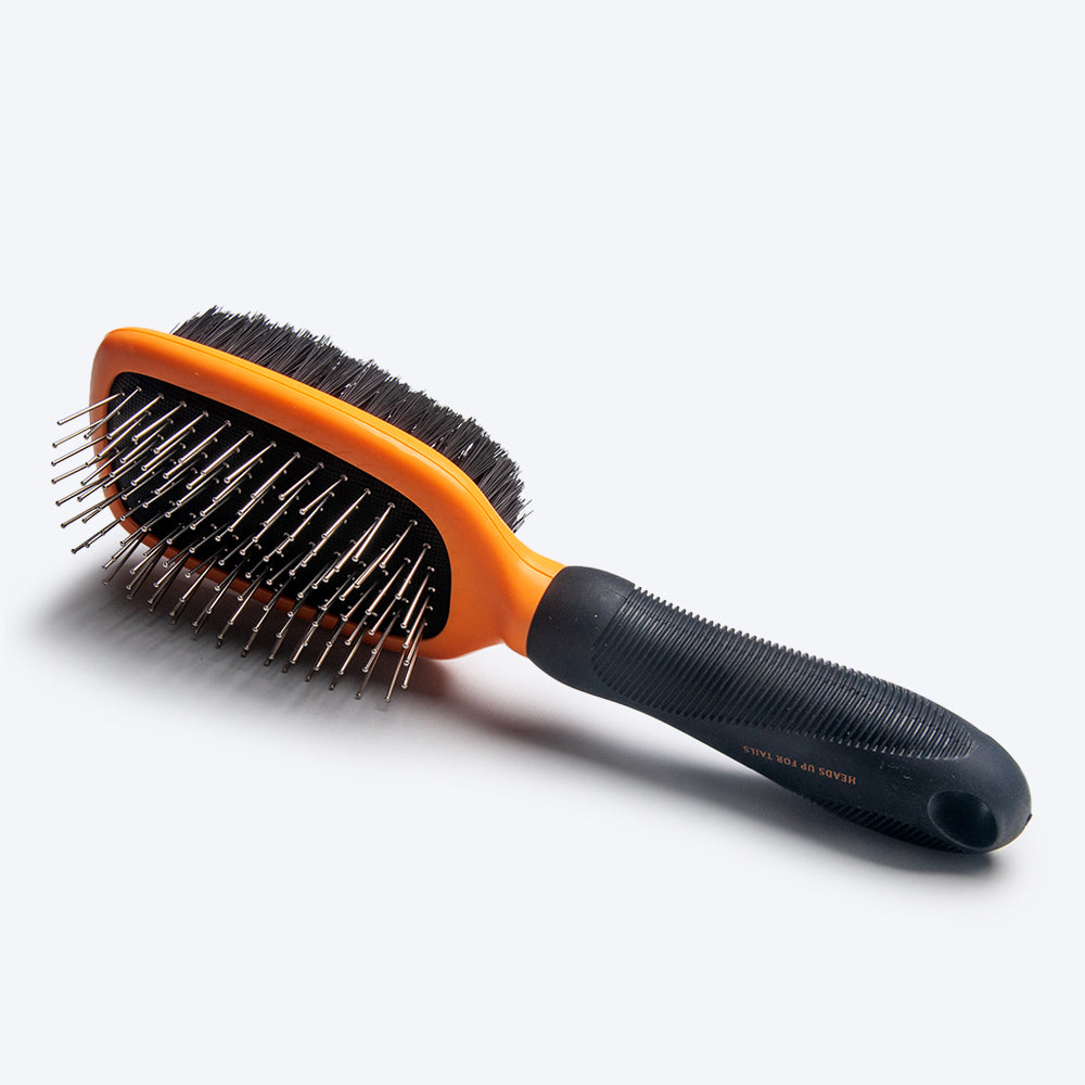 HUFT Double Sided Brush for Dogs & Cats - Orange - Heads Up For Tails