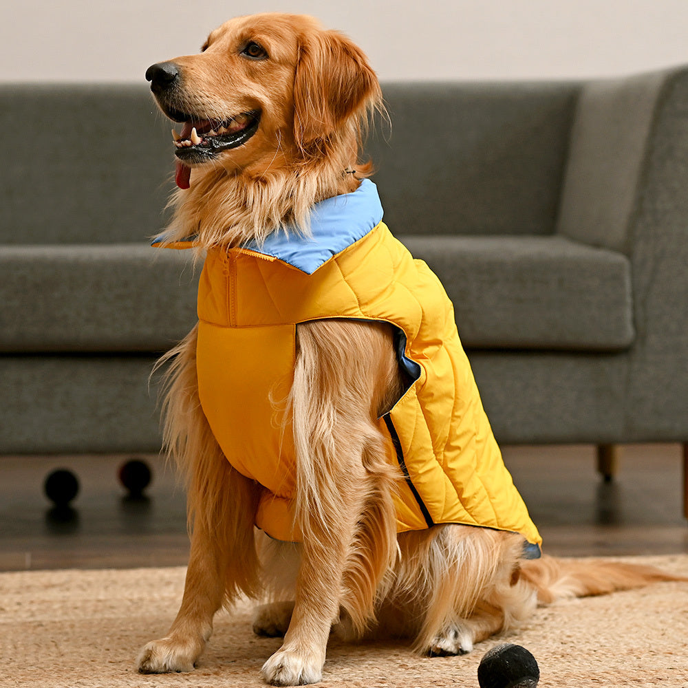 HUFT Cozy Pupper Reversible Dog Jacket - Yellow/Ocean Blue - Heads Up For Tails