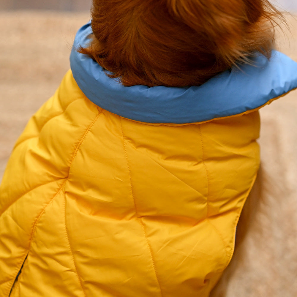 HUFT Cozy Pupper Reversible Dog Jacket - Yellow/Ocean Blue - Heads Up For Tails