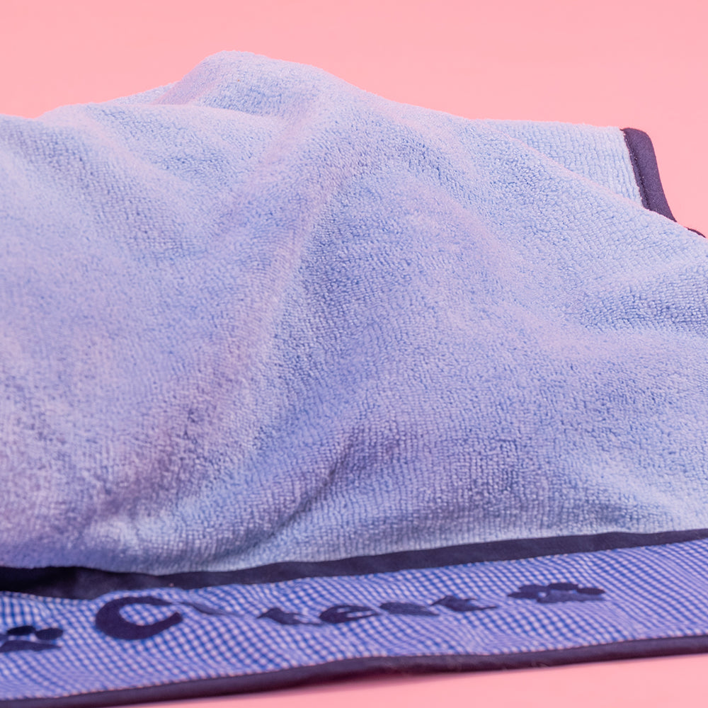 HUFT Cutest Microfiber Towel For Puppy & Kitten - Light Blue - Heads Up For Tails