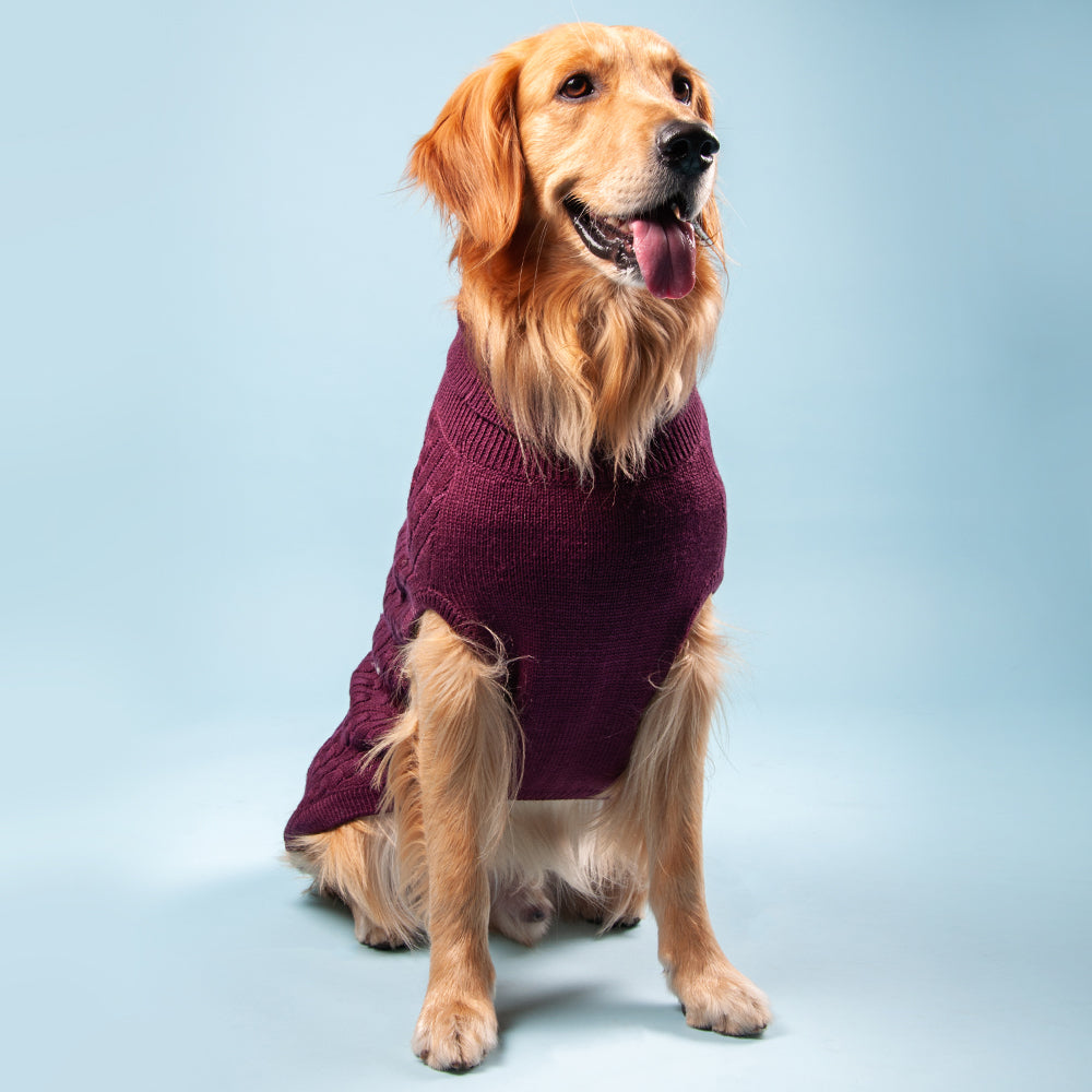 HUFT Cable Knit Dog Sweater - Mauve - Heads Up For Tails
