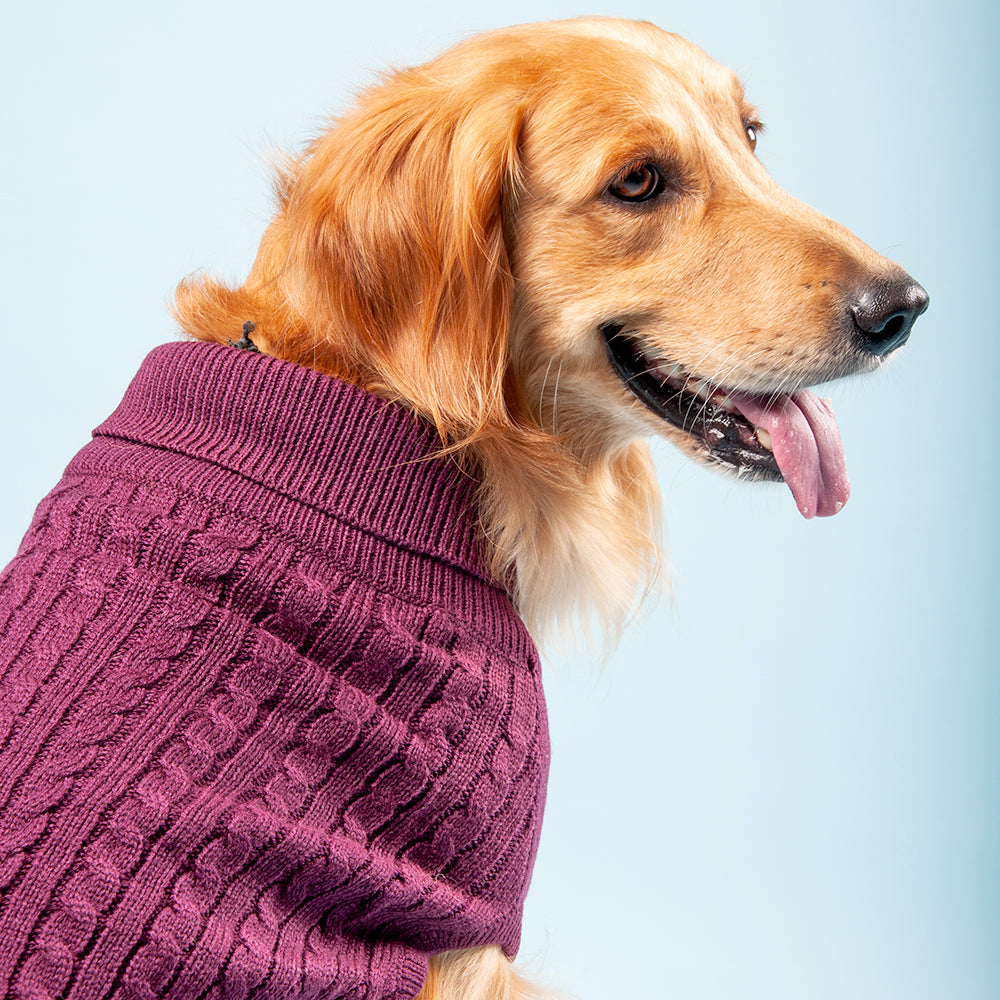 HUFT Cable Knit Dog Sweater - Mauve - Heads Up For Tails