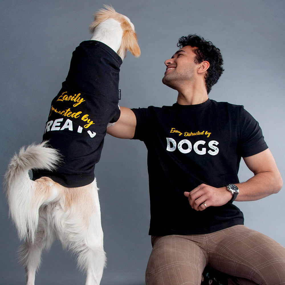HUFT Twinning - Easily Distracted T-Shirt For Humans - Black - Heads Up For Tails