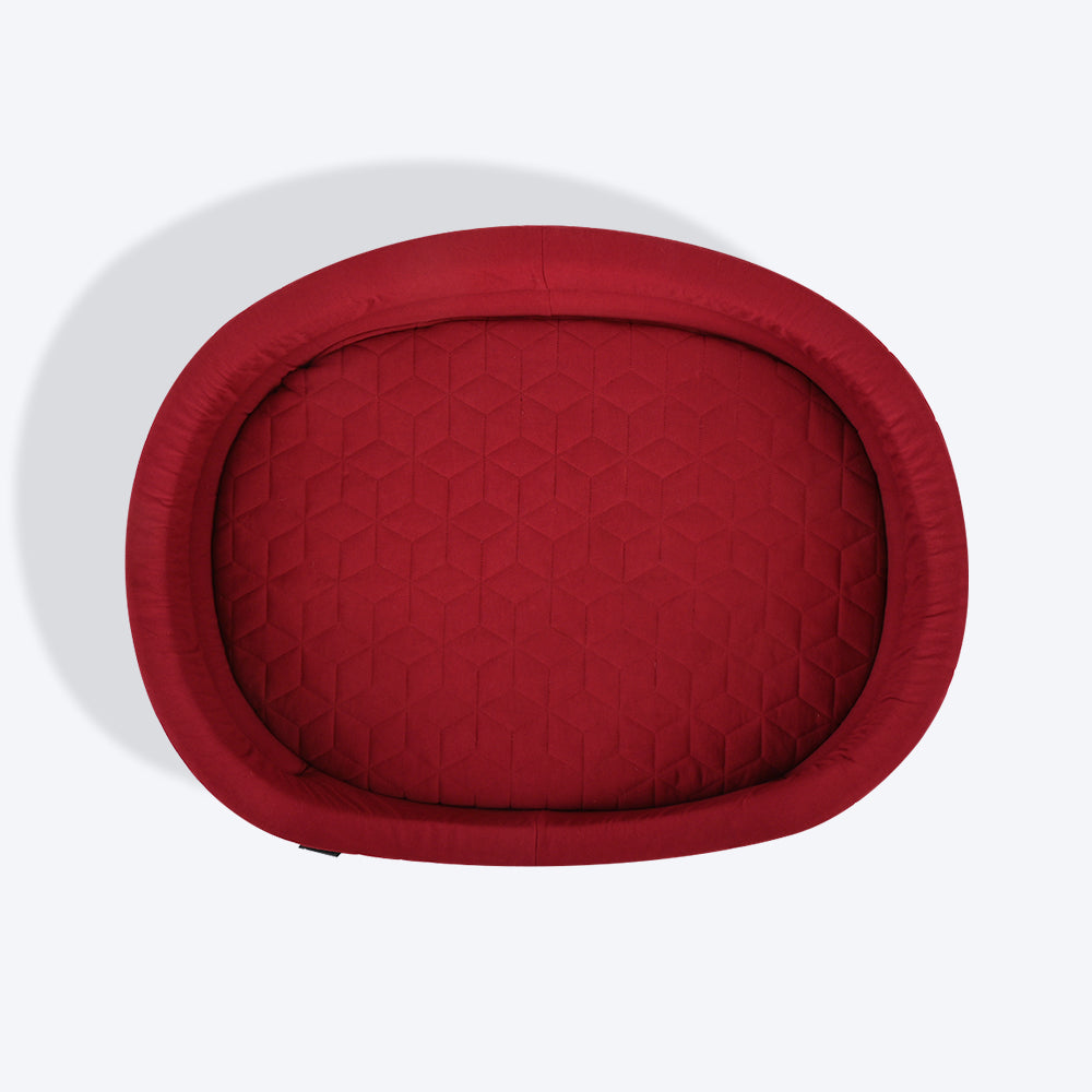 HUFT Majestic Maroon Quilted Oval Dog Bed-5