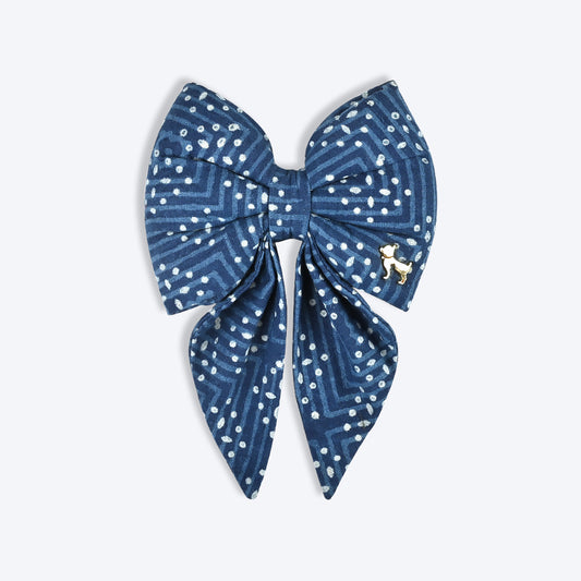 HUFT The Indian Collective Ambar Indigo Dog Bowtie - Heads Up For Tails