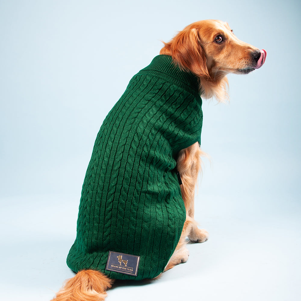 HUFT Cable Knit Dog Sweater - Dark Green – Heads Up For Tails
