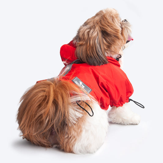 HUFT Drizzle Buddy Dog Raincoat - Red - Heads Up For Tails