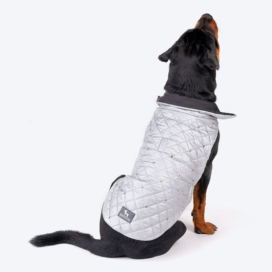 HUFT Luxe Stud Quilted Jacket For Pet -  Mat Silver-1