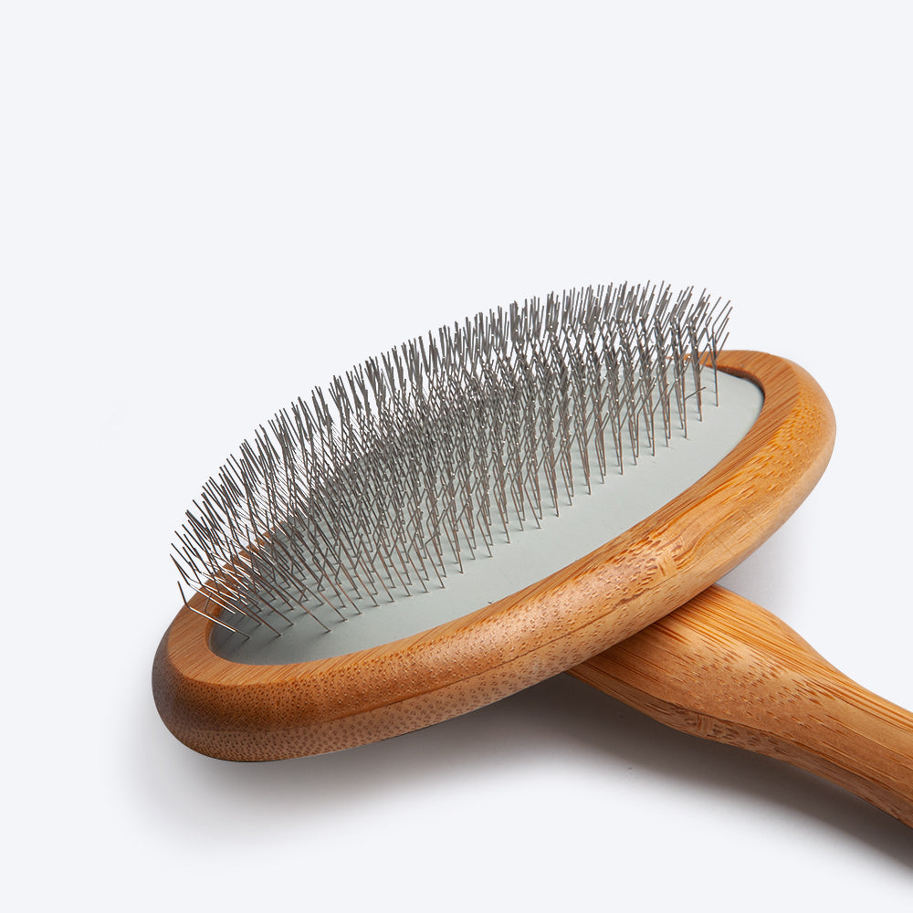 HUFT Bamboo Slicker Brush For Dogs & Cats - Heads Up For Tails