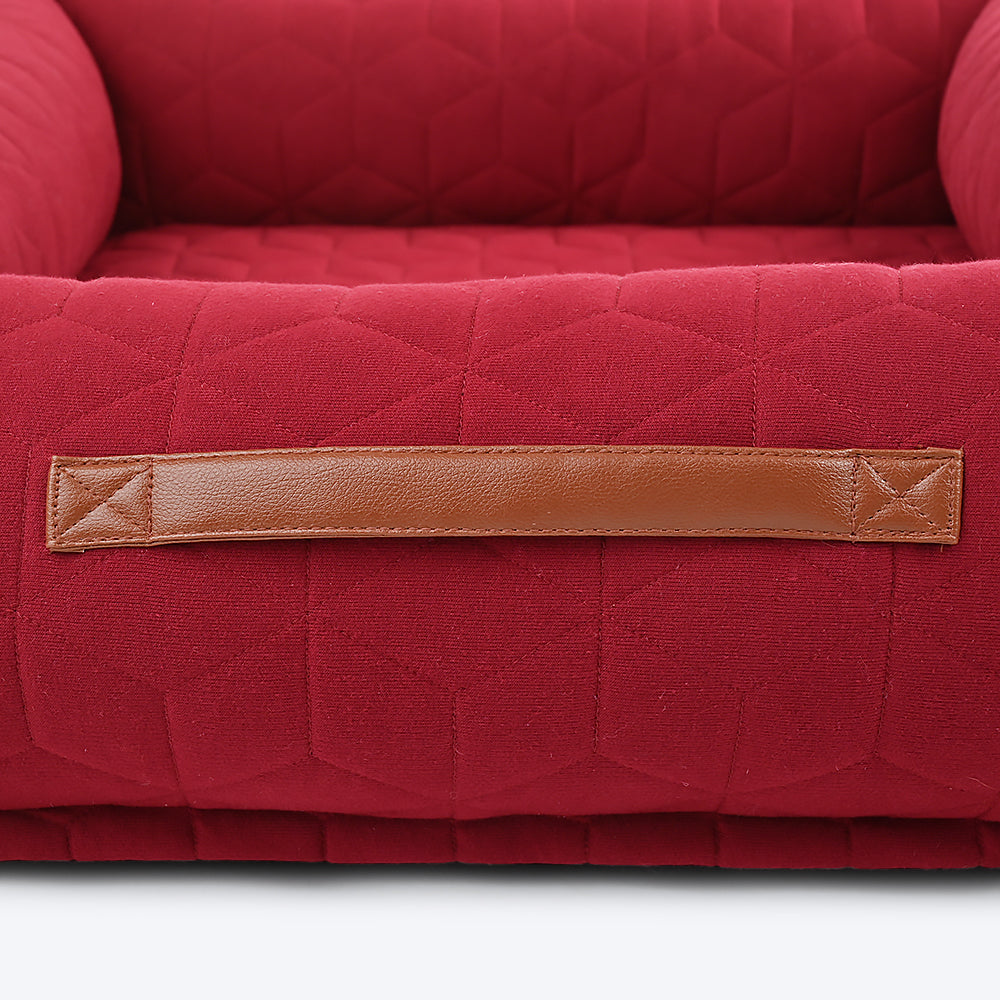 HUFT Majestic Maroon Quilted Dog Bed-10