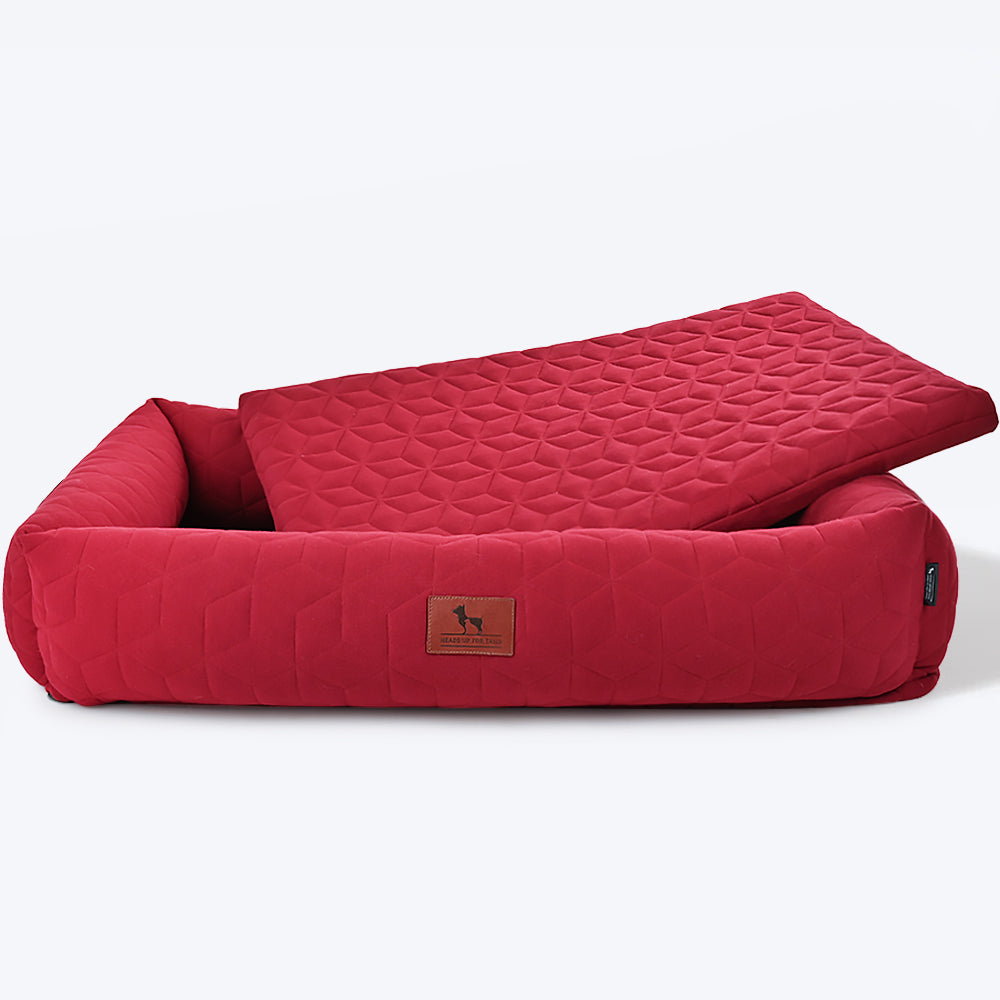 HUFT Majestic Maroon Quilted Dog Bed-6