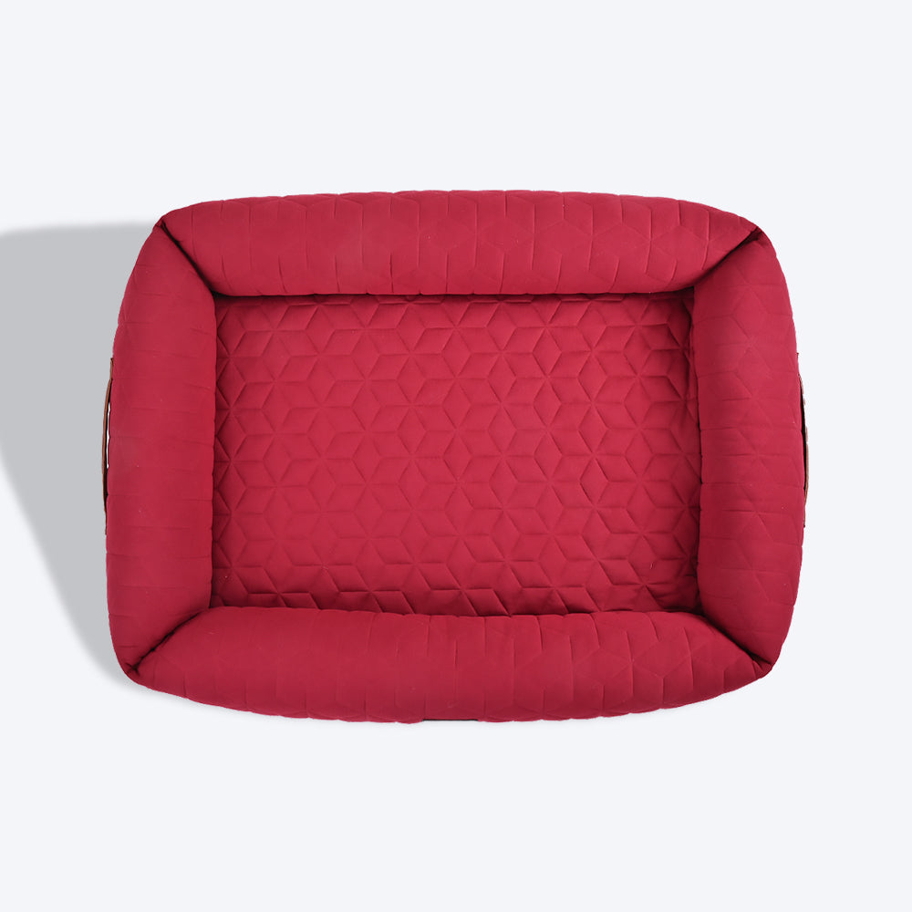 HUFT Majestic Maroon Quilted Dog Bed-5